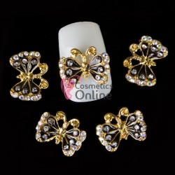 Decoratiuni 3D Metalice 138 Fluturasi Aurii cu Stras 